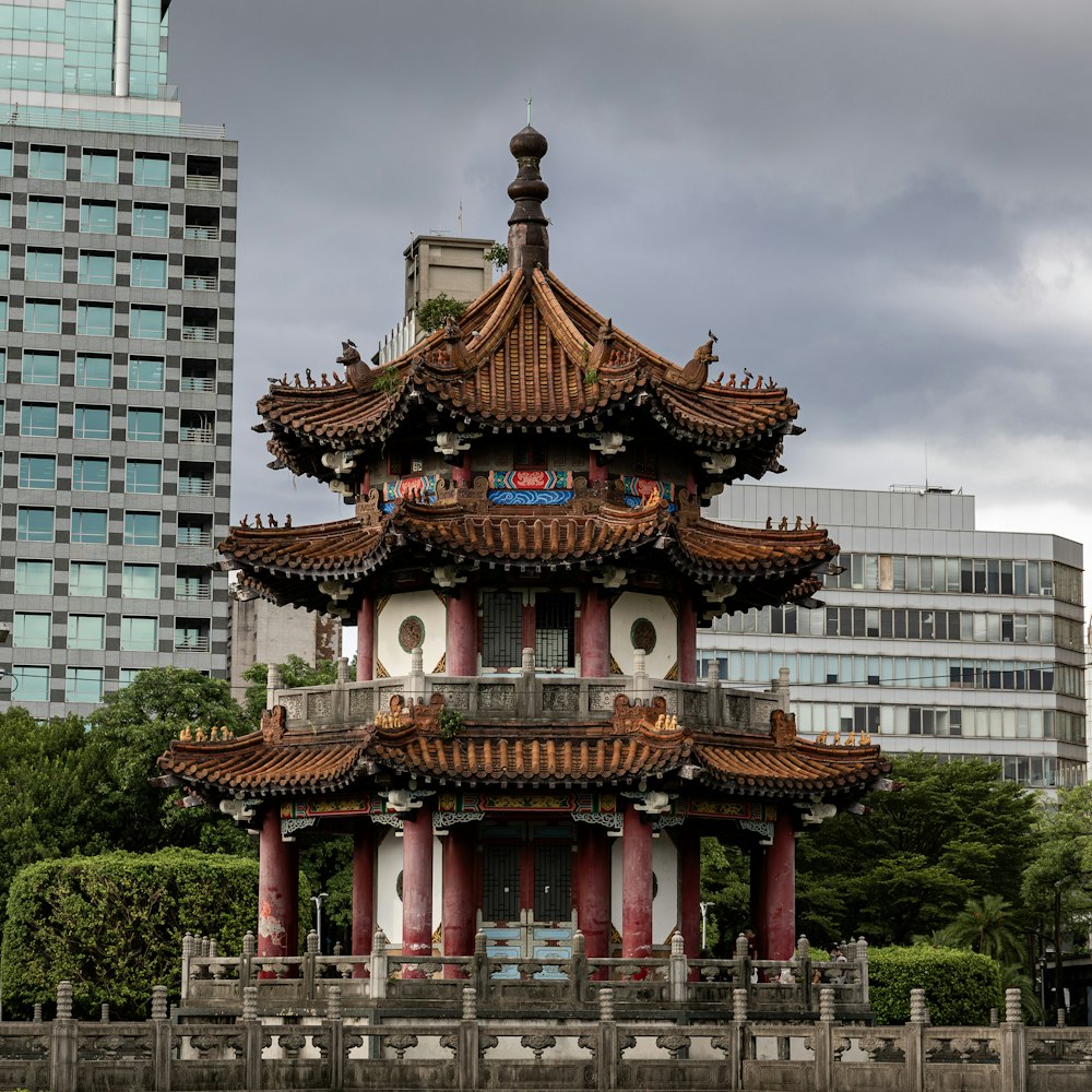 Ornate traditional pavilion in a city park